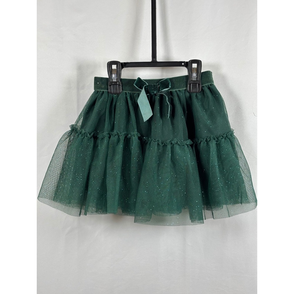 HM Kids 2T Tulle Tutu Skirt Set Green Velvet Bow Rose Gold Glitter 2 Pack